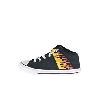 Converse Chuck Taylor Into The Flames Axel Mid Top Junior Sz 6 Black Canvas Fire